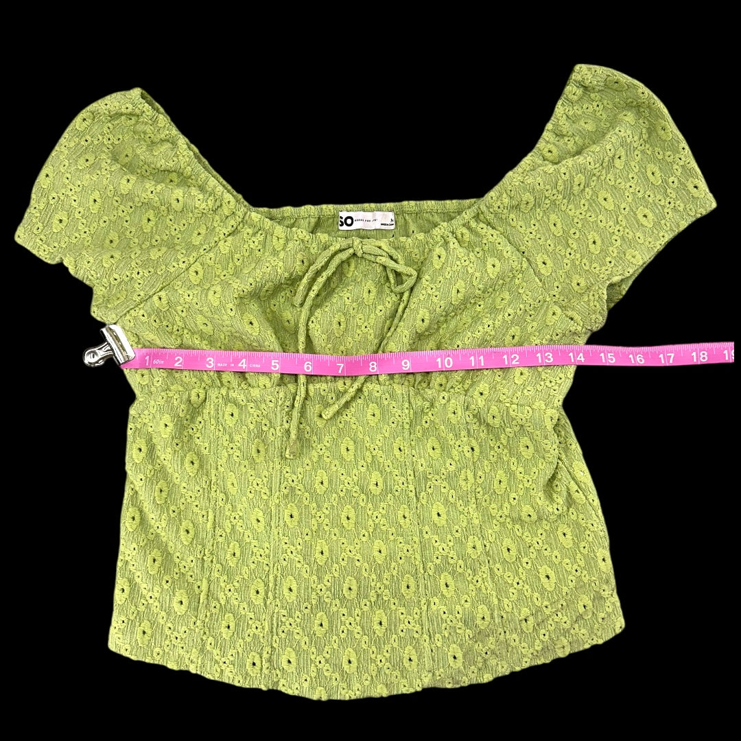 So Cinched Front Puff Sleeve Crop Top