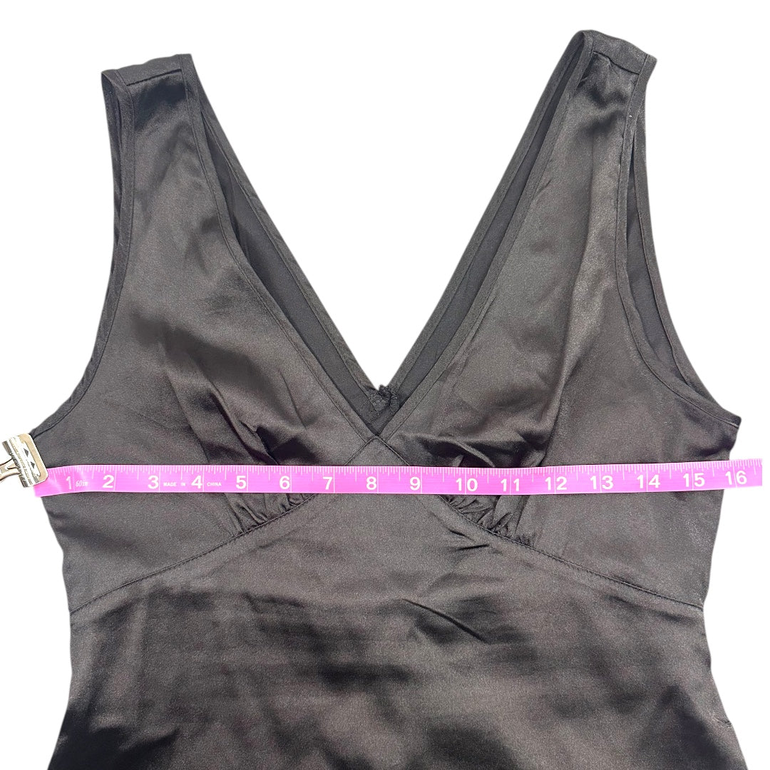 Black Satin V-Neck Slip Dress
