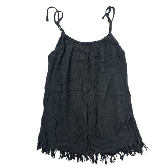 Black Crinkle Finge Tank Top