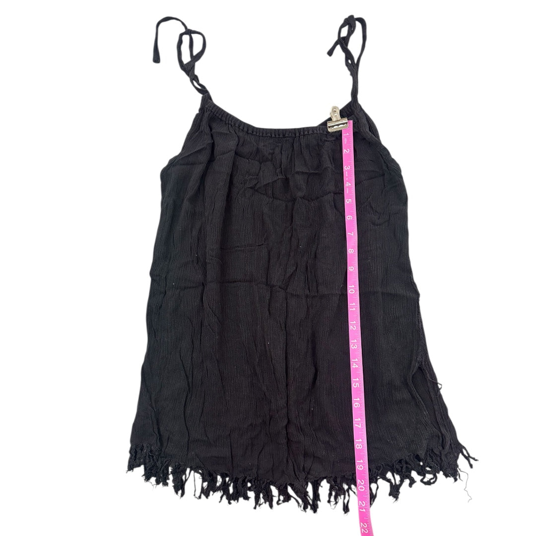 Black Crinkle Finge Tank Top