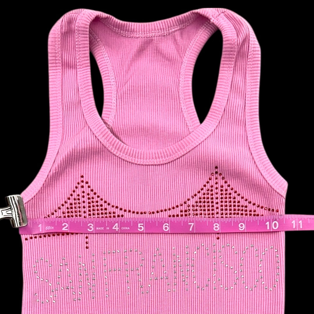Pink Rhinestone "San Francisco" Ribbed Tank Top