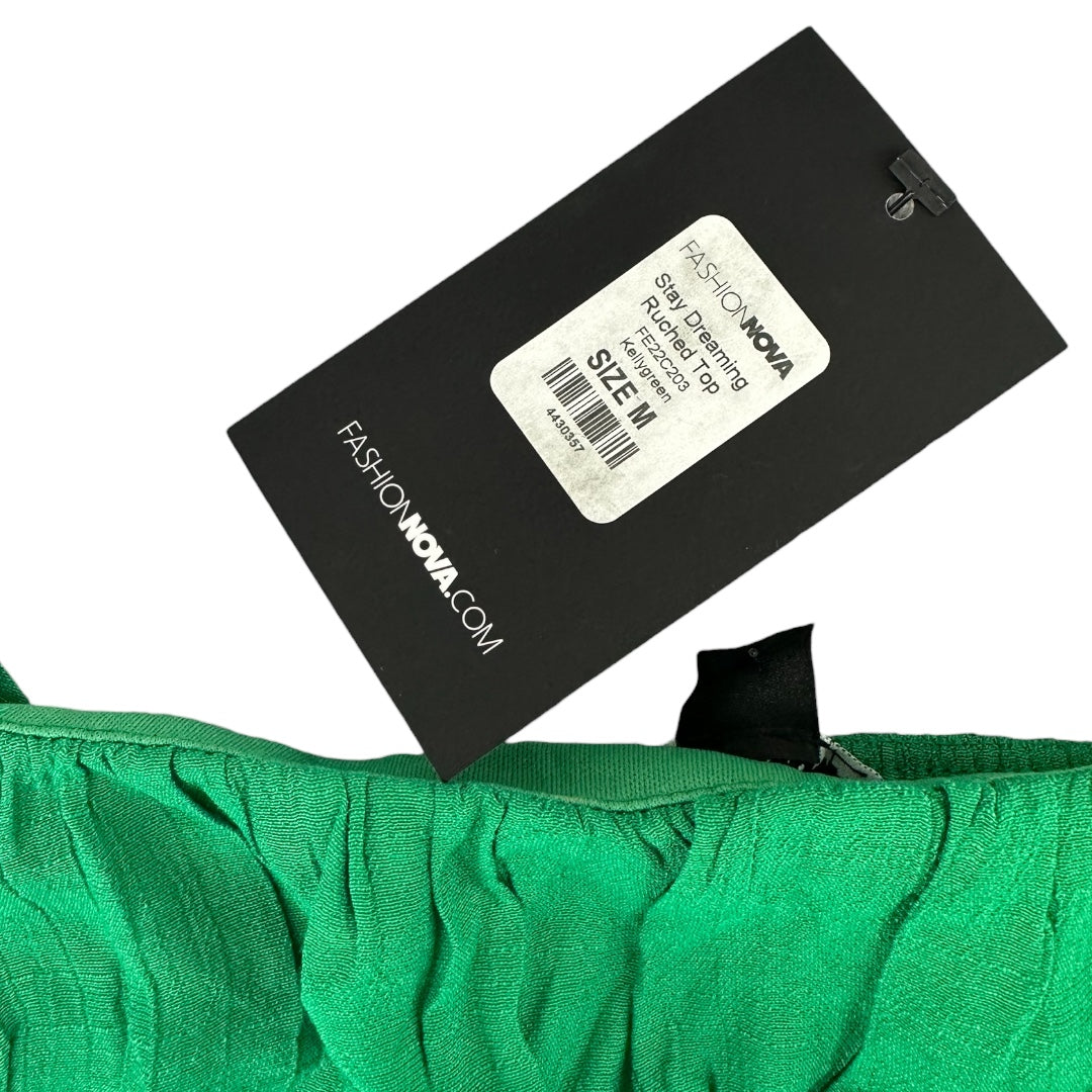 Fashion Nova Green Ruched Drawstring Crop Top NWT