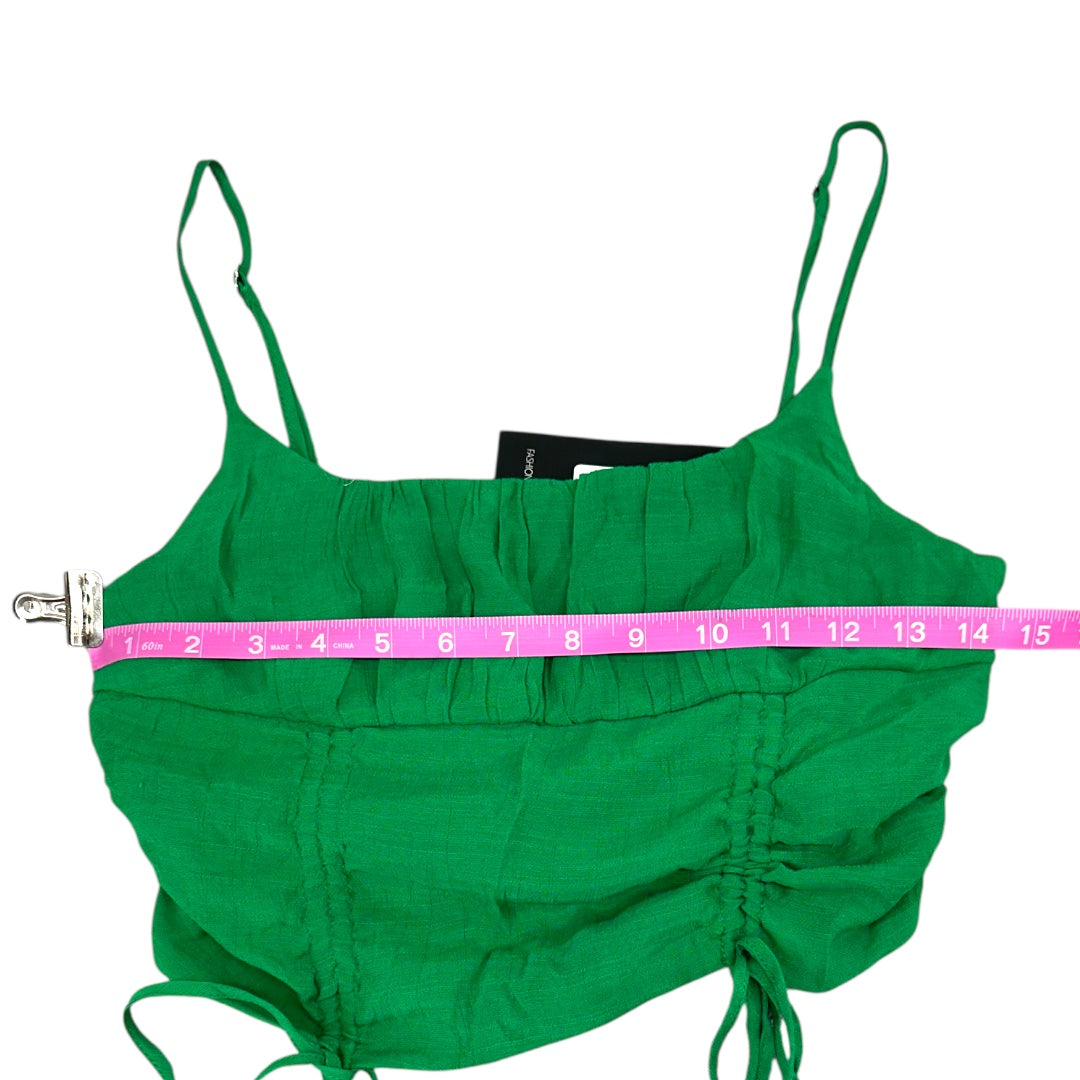 Fashion Nova Green Ruched Drawstring Crop Top NWT