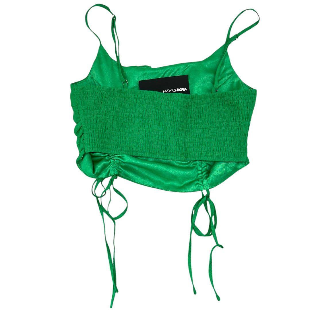 Fashion Nova Green Ruched Drawstring Crop Top NWT