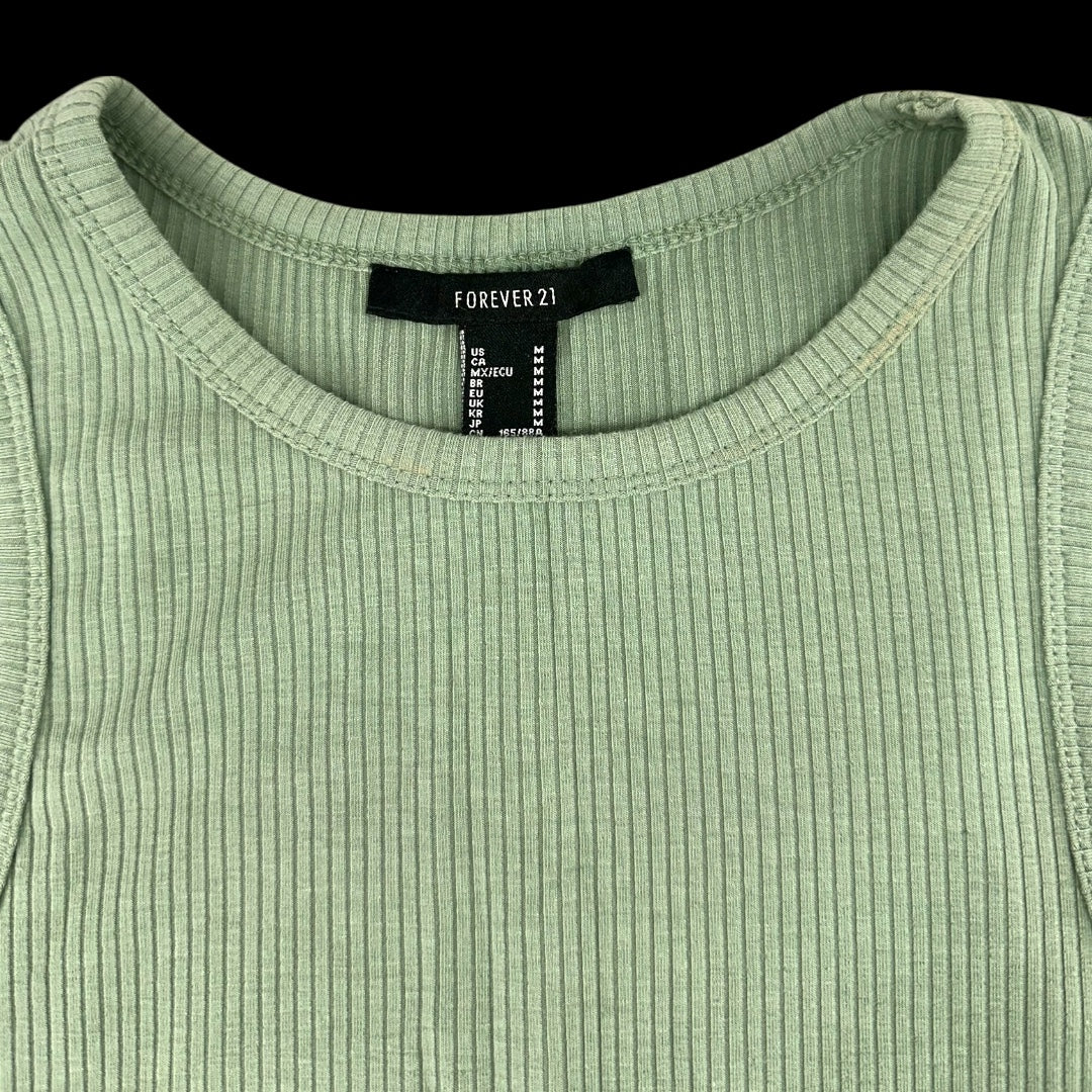 Forever 21 Ribbed Green Tank Top With Adjustable Side Ties
