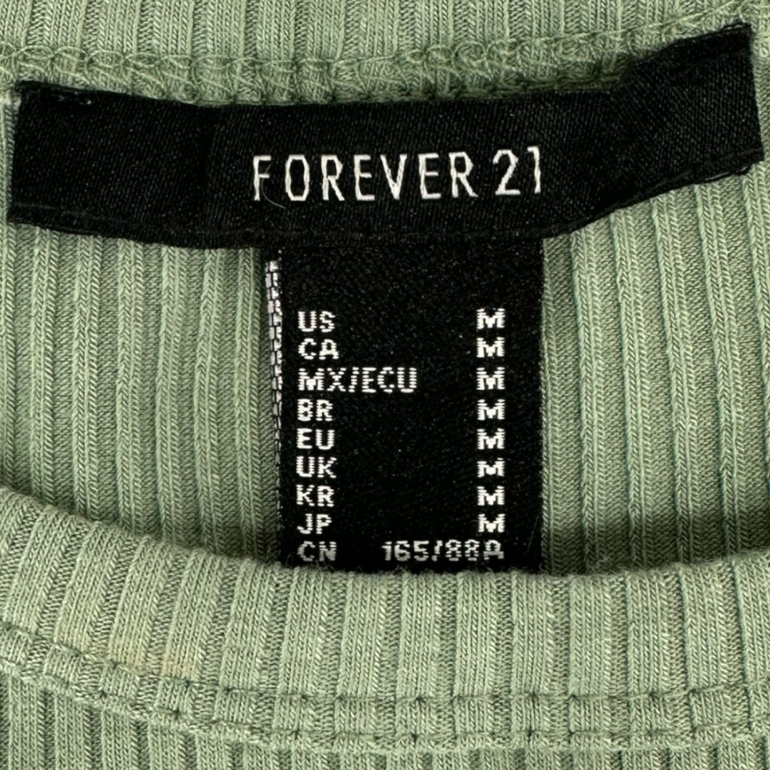 Forever 21 Ribbed Green Tank Top With Adjustable Side Ties