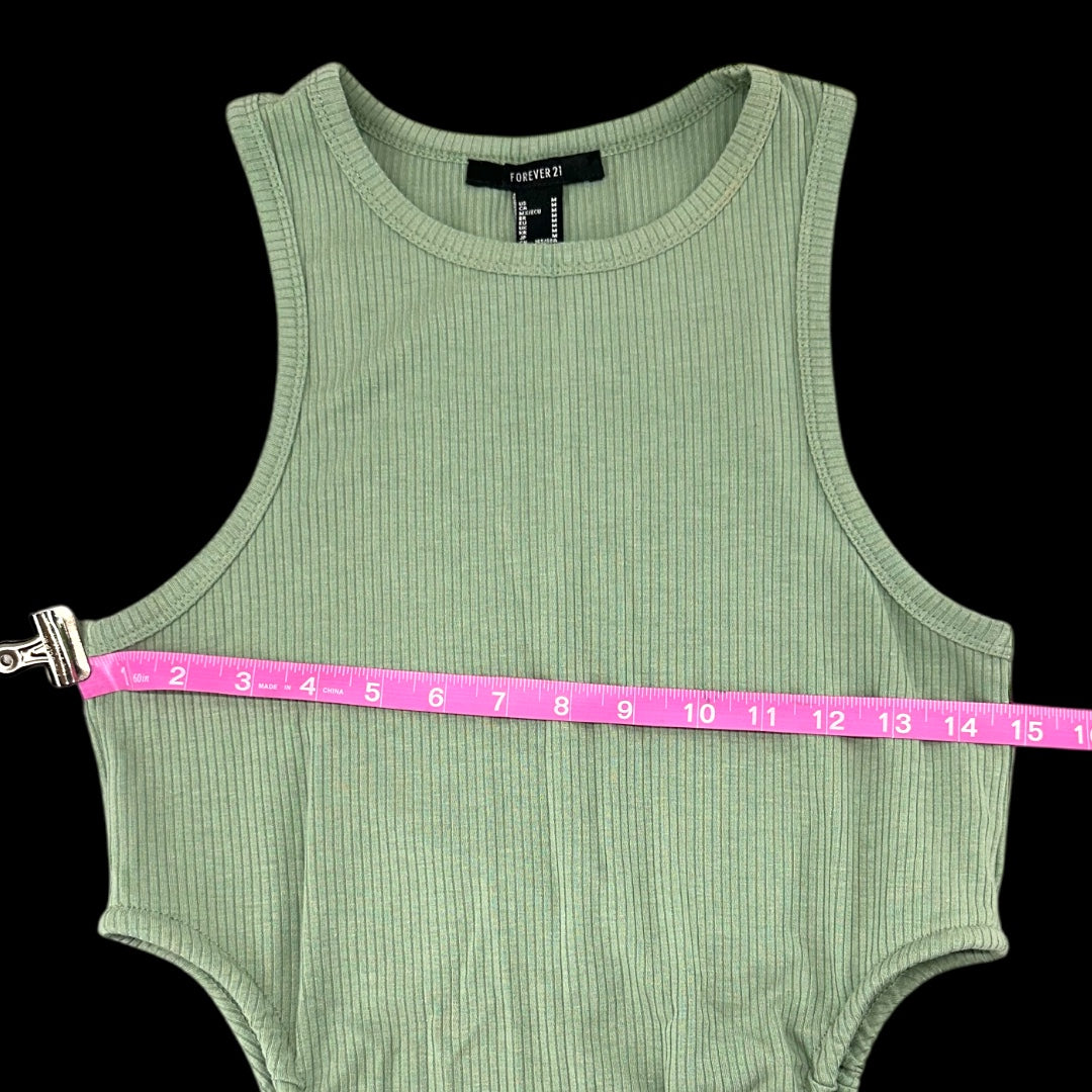 Forever 21 Ribbed Green Tank Top With Adjustable Side Ties