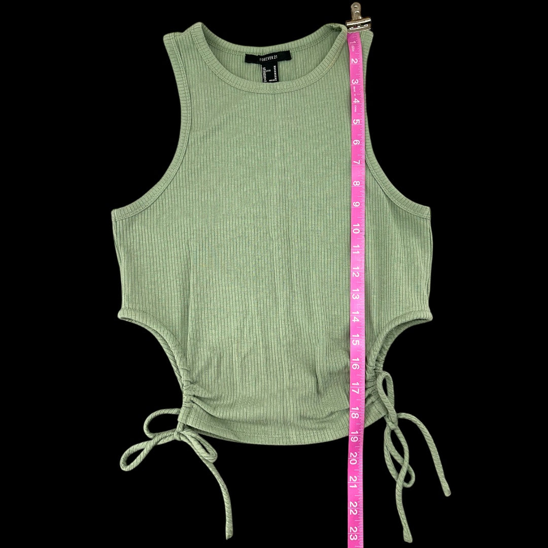 Forever 21 Ribbed Green Tank Top With Adjustable Side Ties