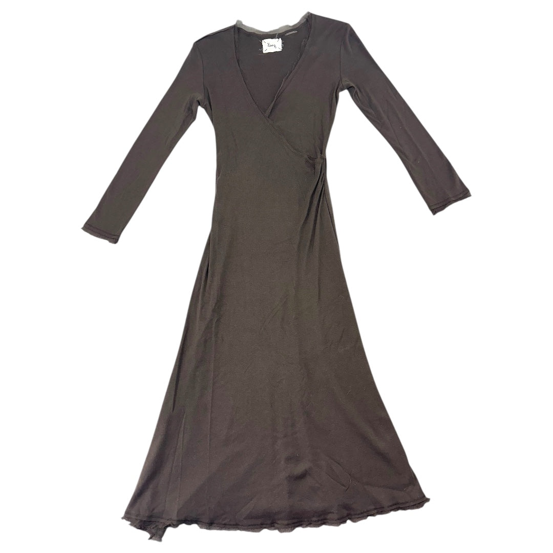 Dark Brown Long Sleeve Wrap Dress