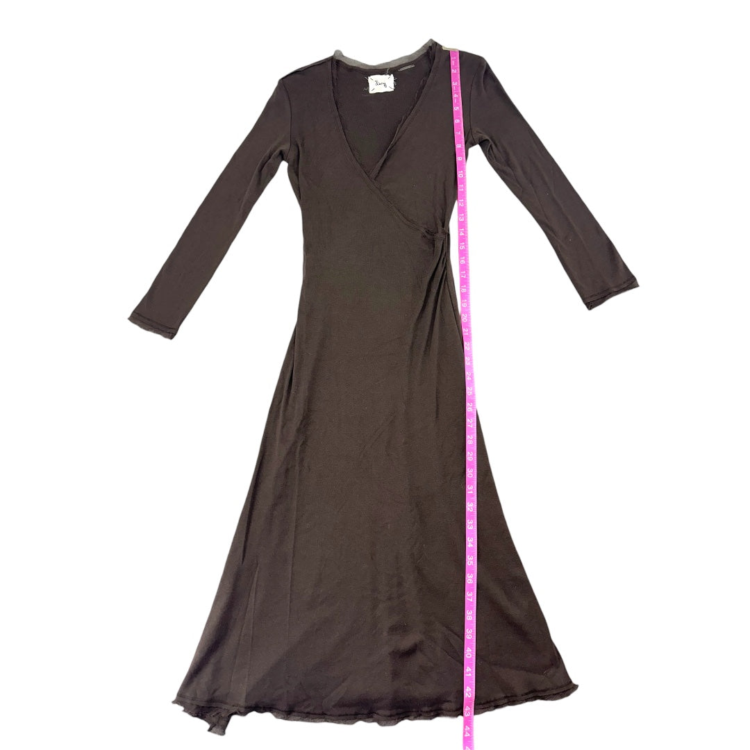 Dark Brown Long Sleeve Wrap Dress