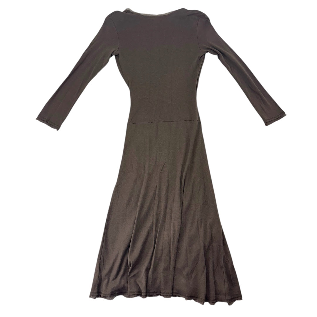 Dark Brown Long Sleeve Wrap Dress