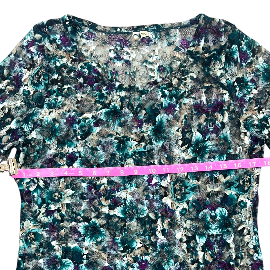 Multicolor Long Sleeve Lace Mesh Top
