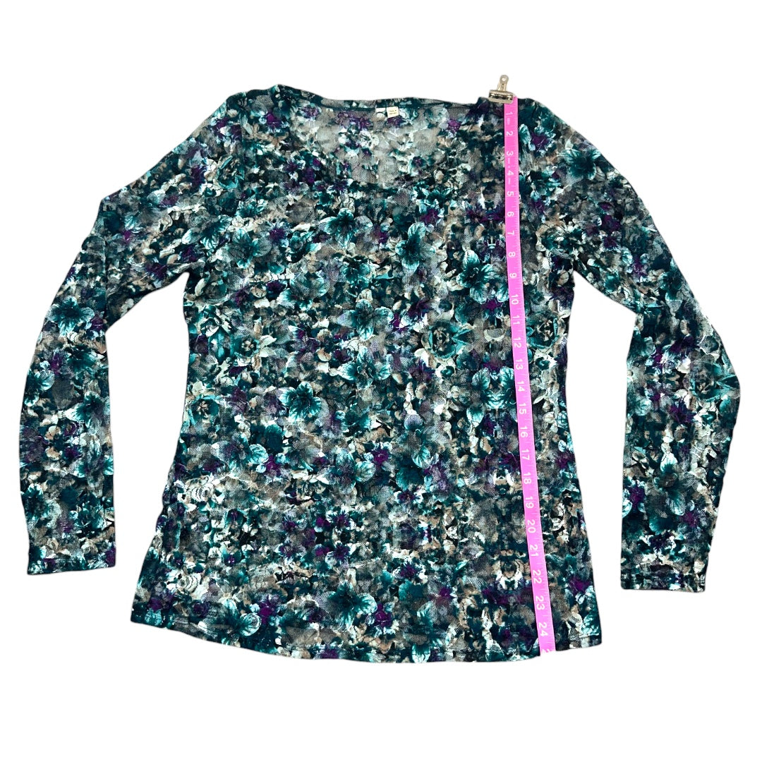 Multicolor Long Sleeve Lace Mesh Top
