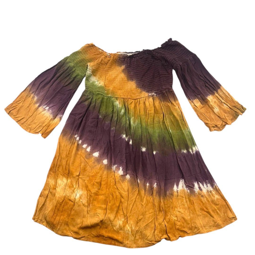 Tie Dye Off The Shoulder Smocked Mini Dress