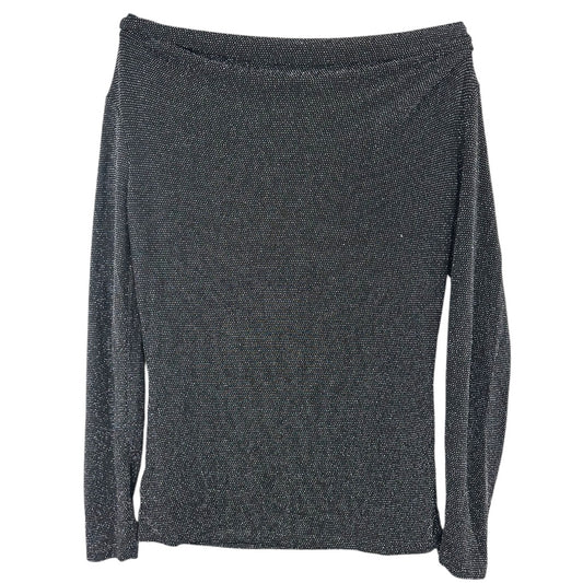 Michael Kors Black and Silver Metallic Long Sleeve Top