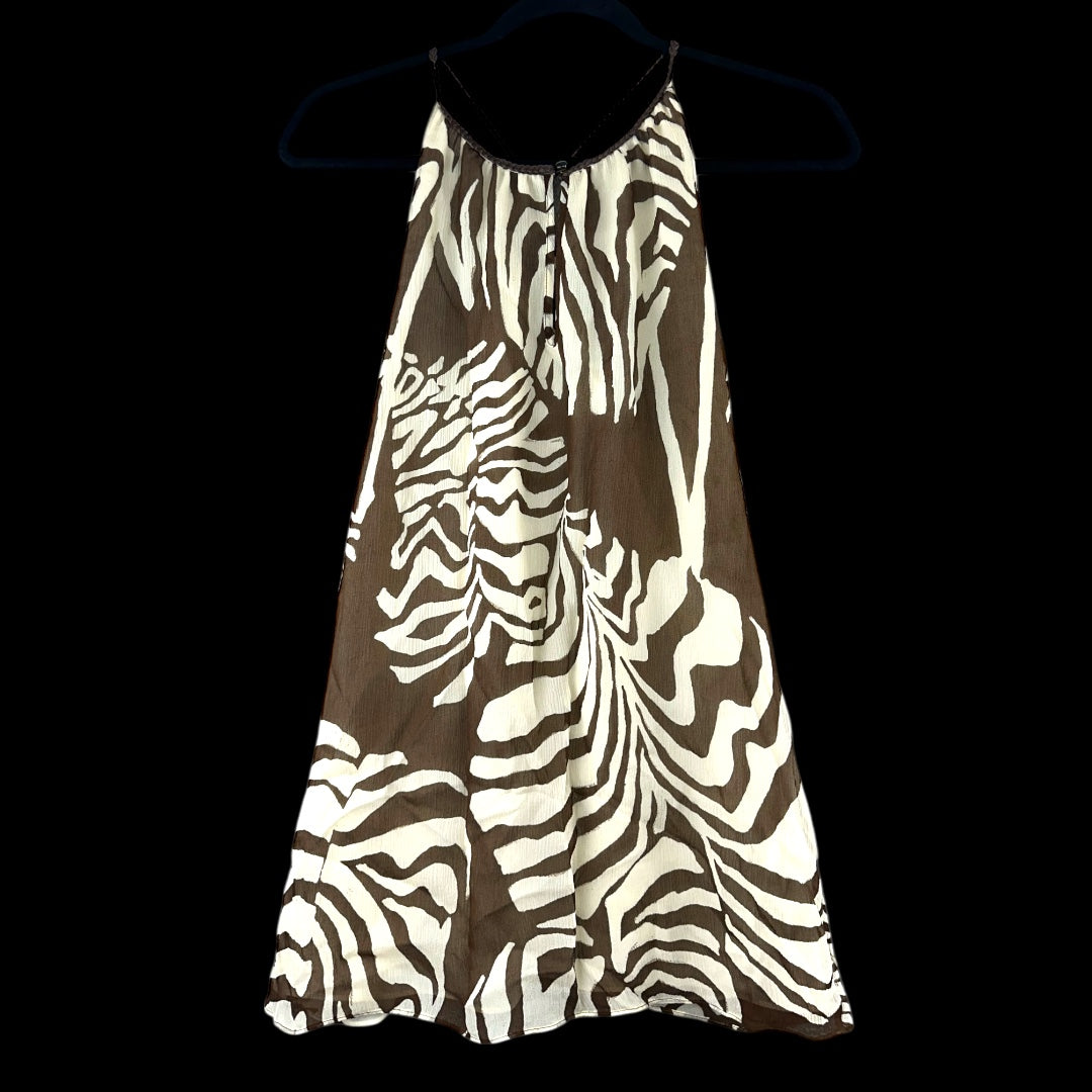 Anne Klein Brown and White Zebra Halter Top