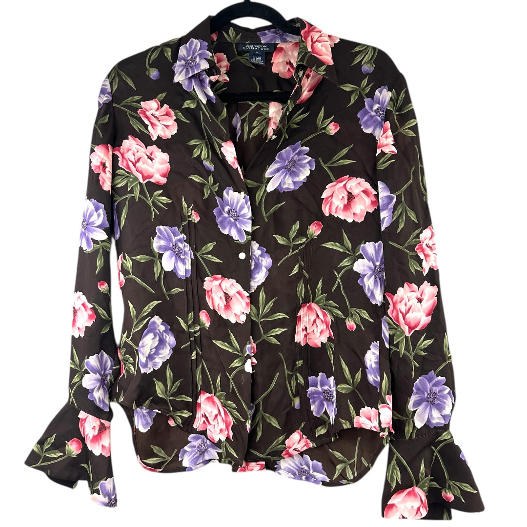 Jones New York Floral Print Silk Blouse