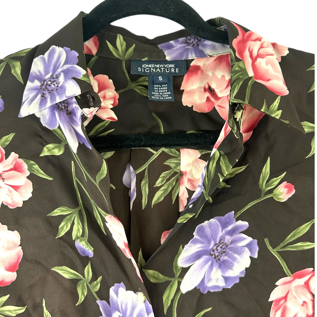 Jones New York Floral Print Silk Blouse