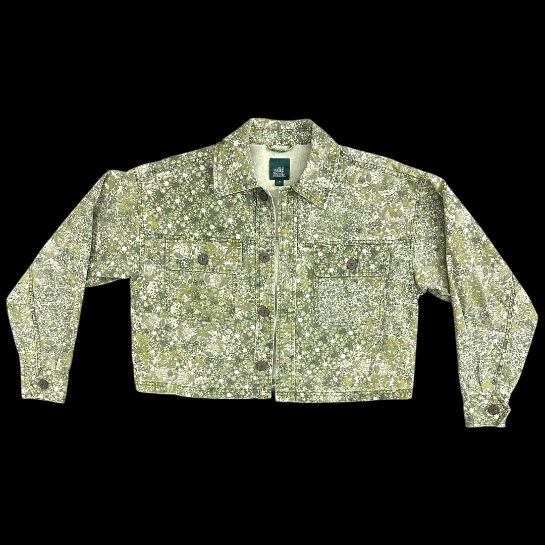 Wild Fable Green Floral Cropped Canvas Jacket