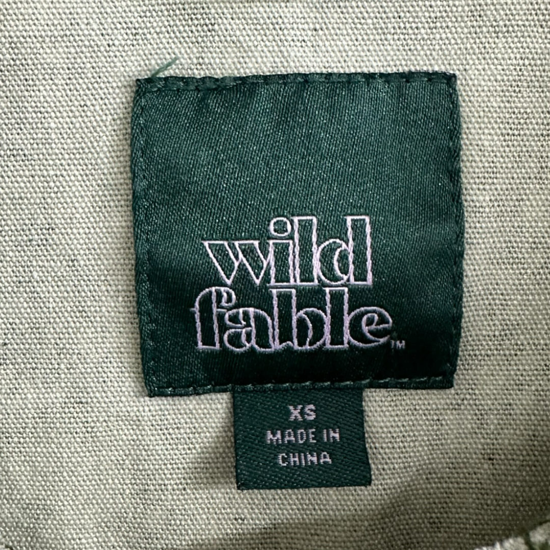 Wild Fable Green Floral Cropped Canvas Jacket
