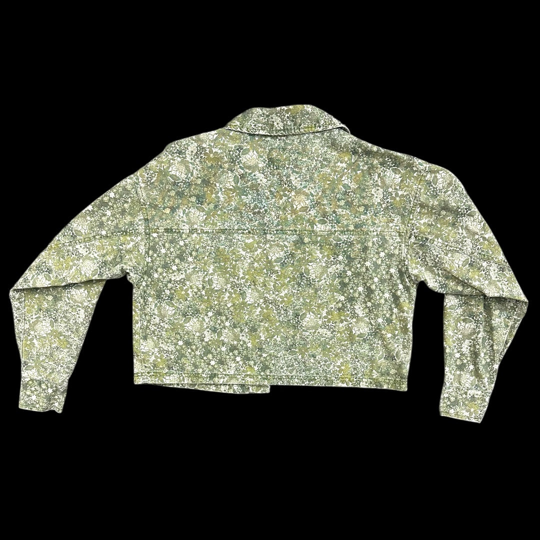 Wild Fable Green Floral Cropped Canvas Jacket