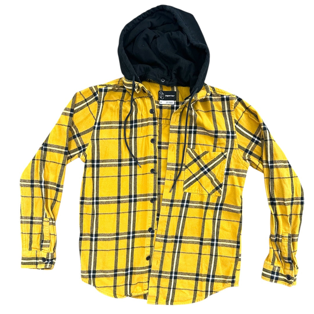 Original Use Men's Long Sleeve Hooded Flannel Shirt