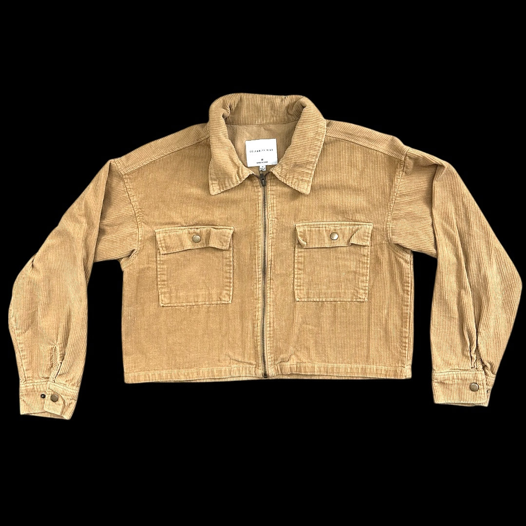 Celebrity Pink Cropped Corduroy Zip Up Jacket
