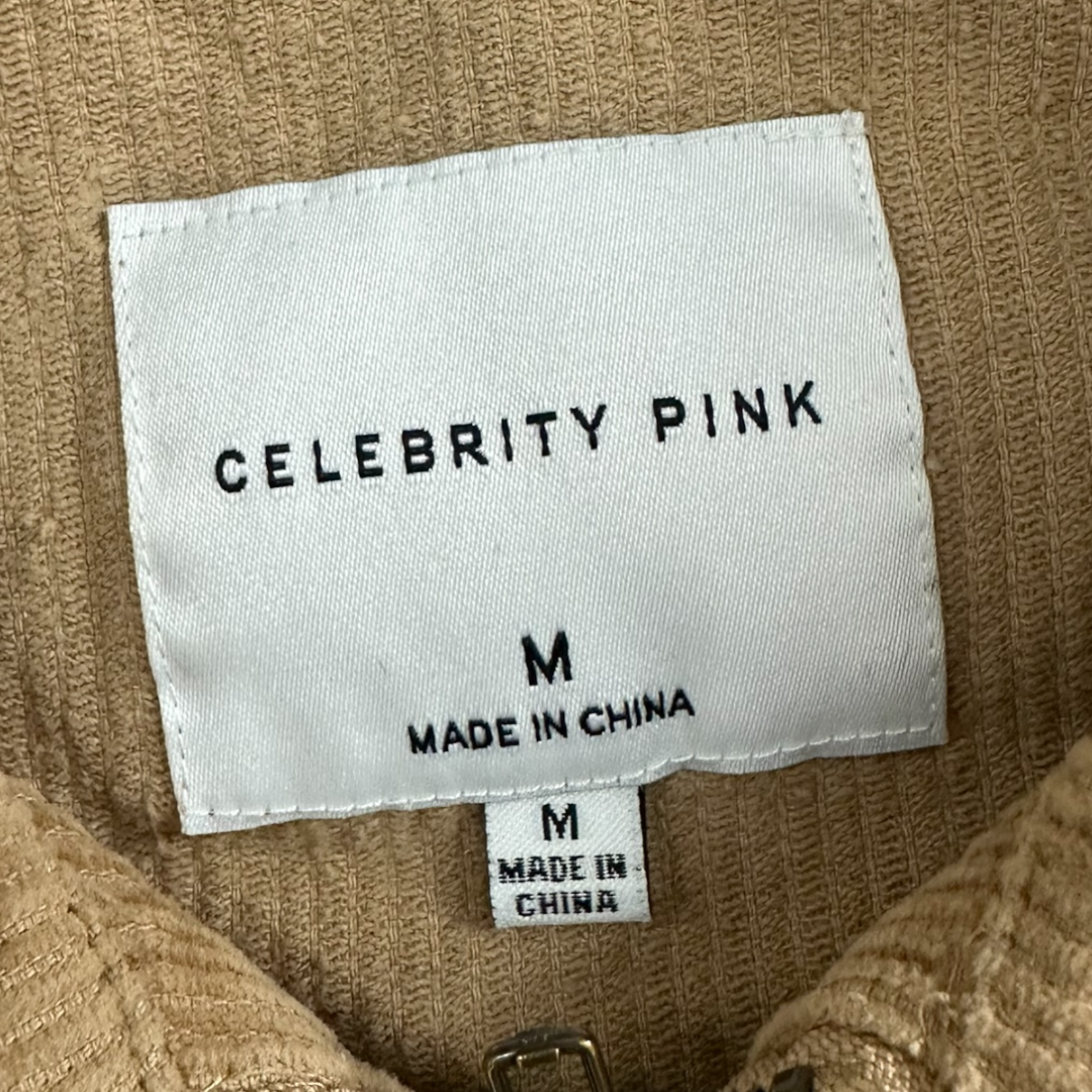 Celebrity Pink Cropped Corduroy Zip Up Jacket