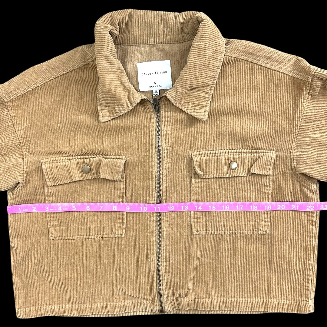 Celebrity Pink Cropped Corduroy Zip Up Jacket