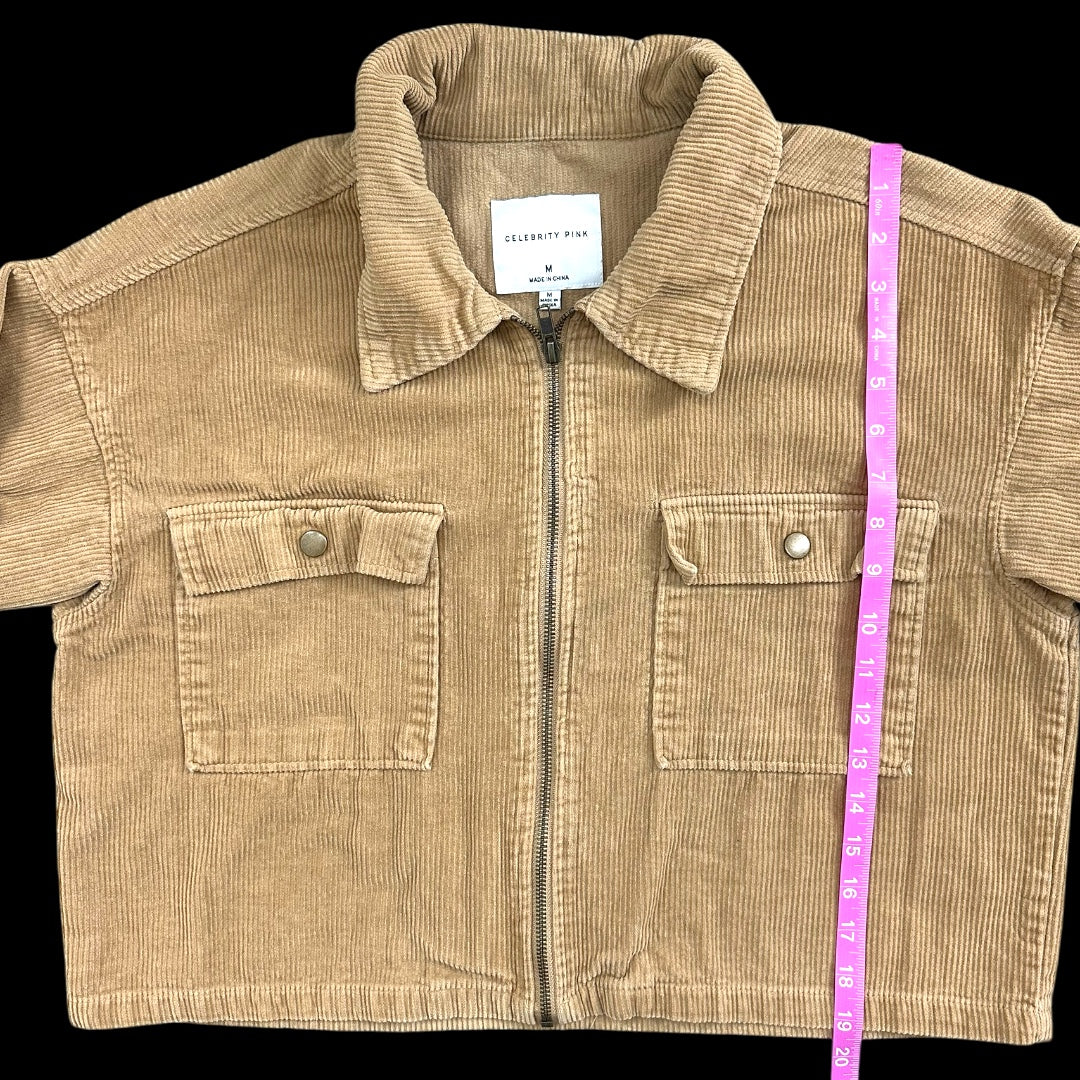 Celebrity Pink Cropped Corduroy Zip Up Jacket