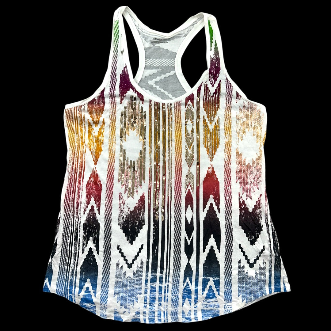 Express Multicolor Sequin Racerback Tank Top