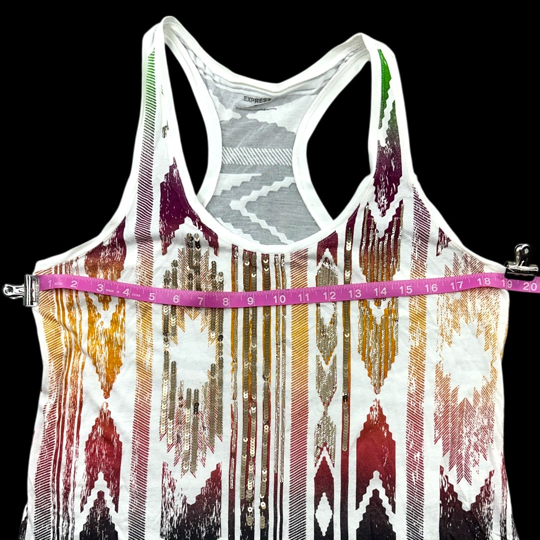 Express Multicolor Sequin Racerback Tank Top