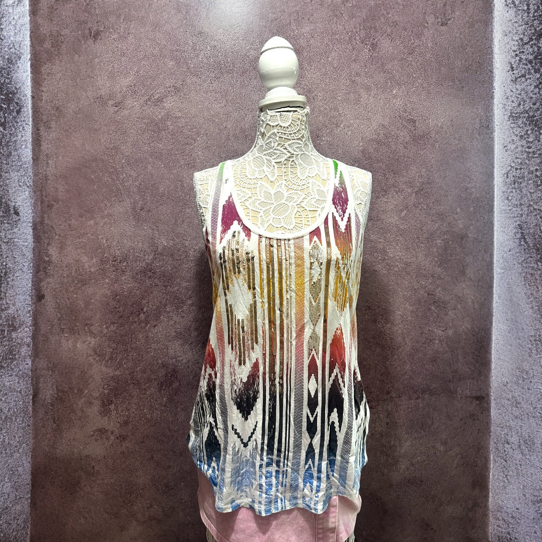 Express Multicolor Sequin Racerback Tank Top