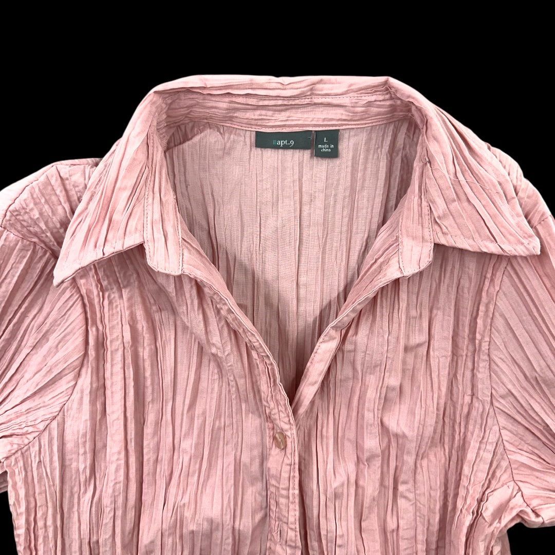 Apt. 9 Pink Pleated Long Sleeve Blouse