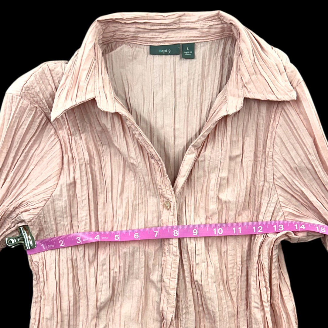 Apt. 9 Pink Pleated Long Sleeve Blouse