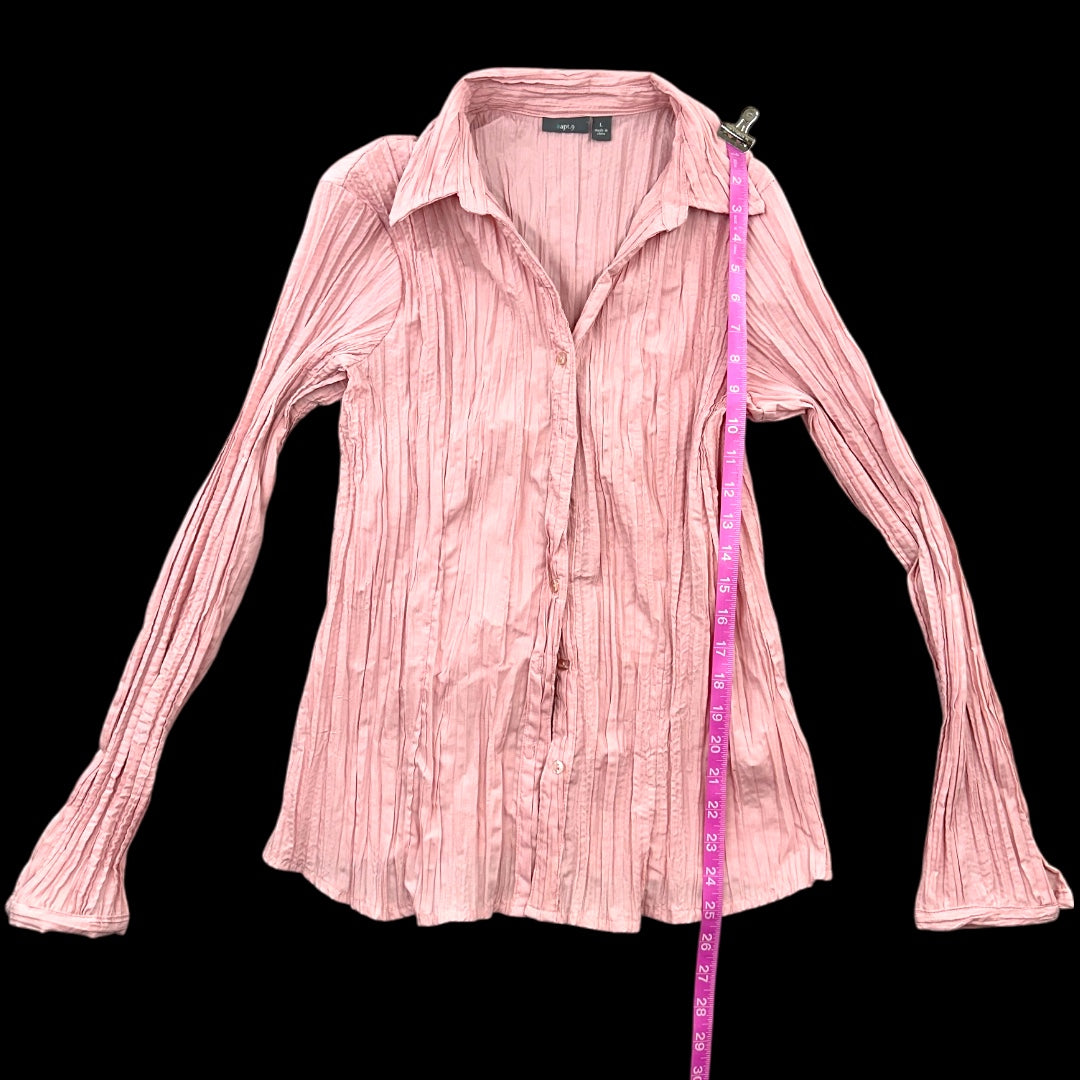 Apt. 9 Pink Pleated Long Sleeve Blouse