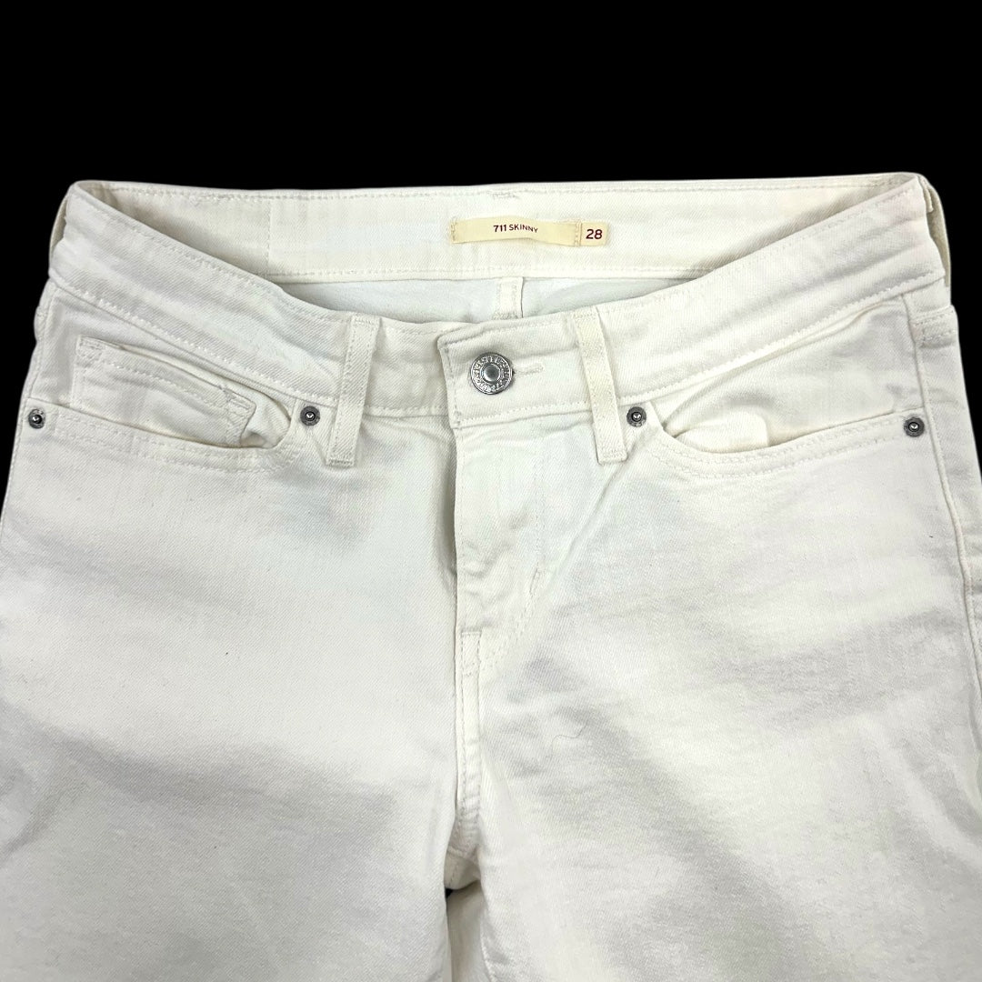 Levi's 711 White Distressed Skinny Jeans
