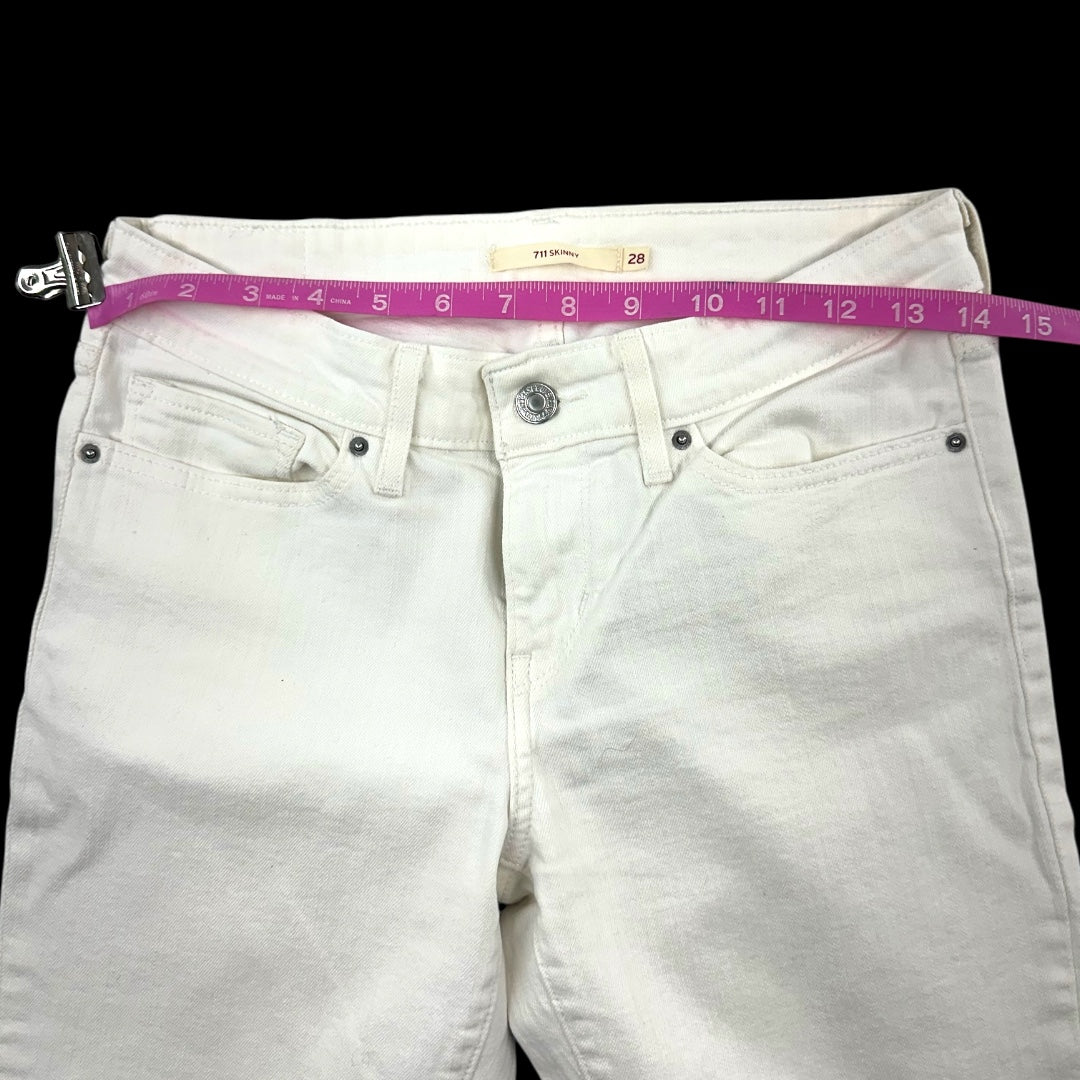 Levi's 711 White Distressed Skinny Jeans