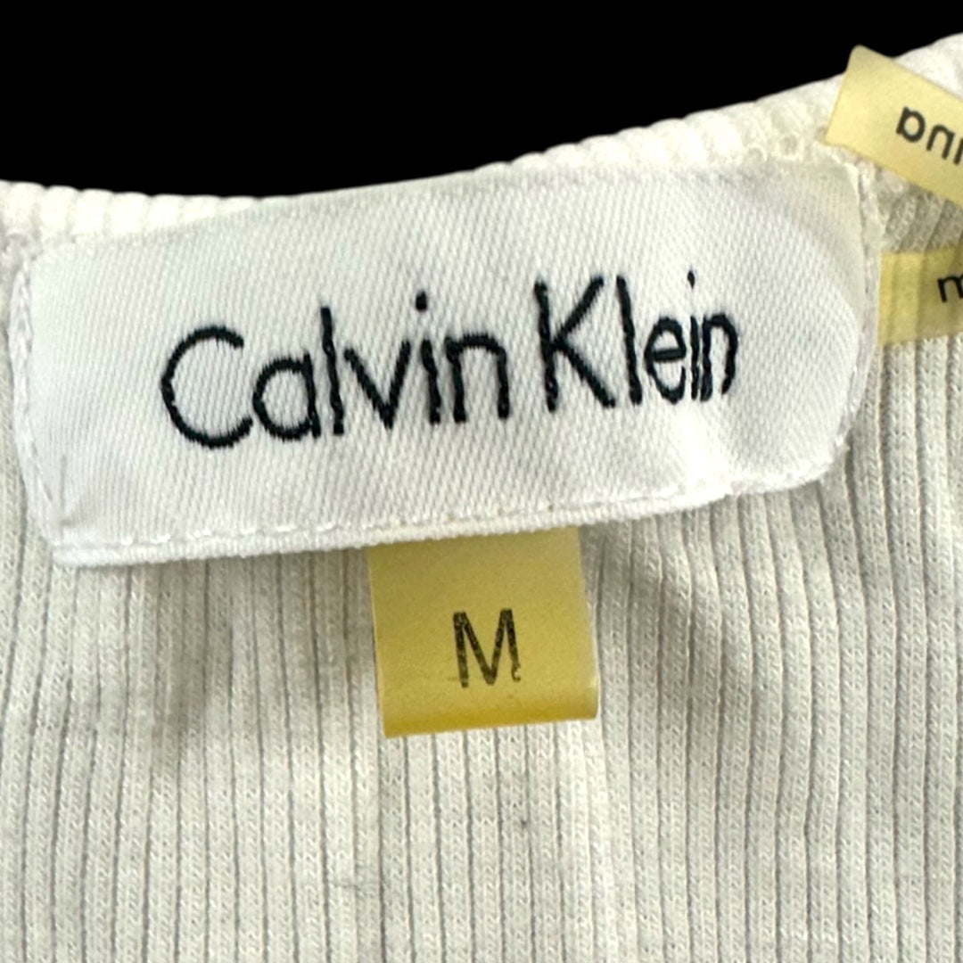 Calvin Klein White Ribbed Rhinestone Tank Top