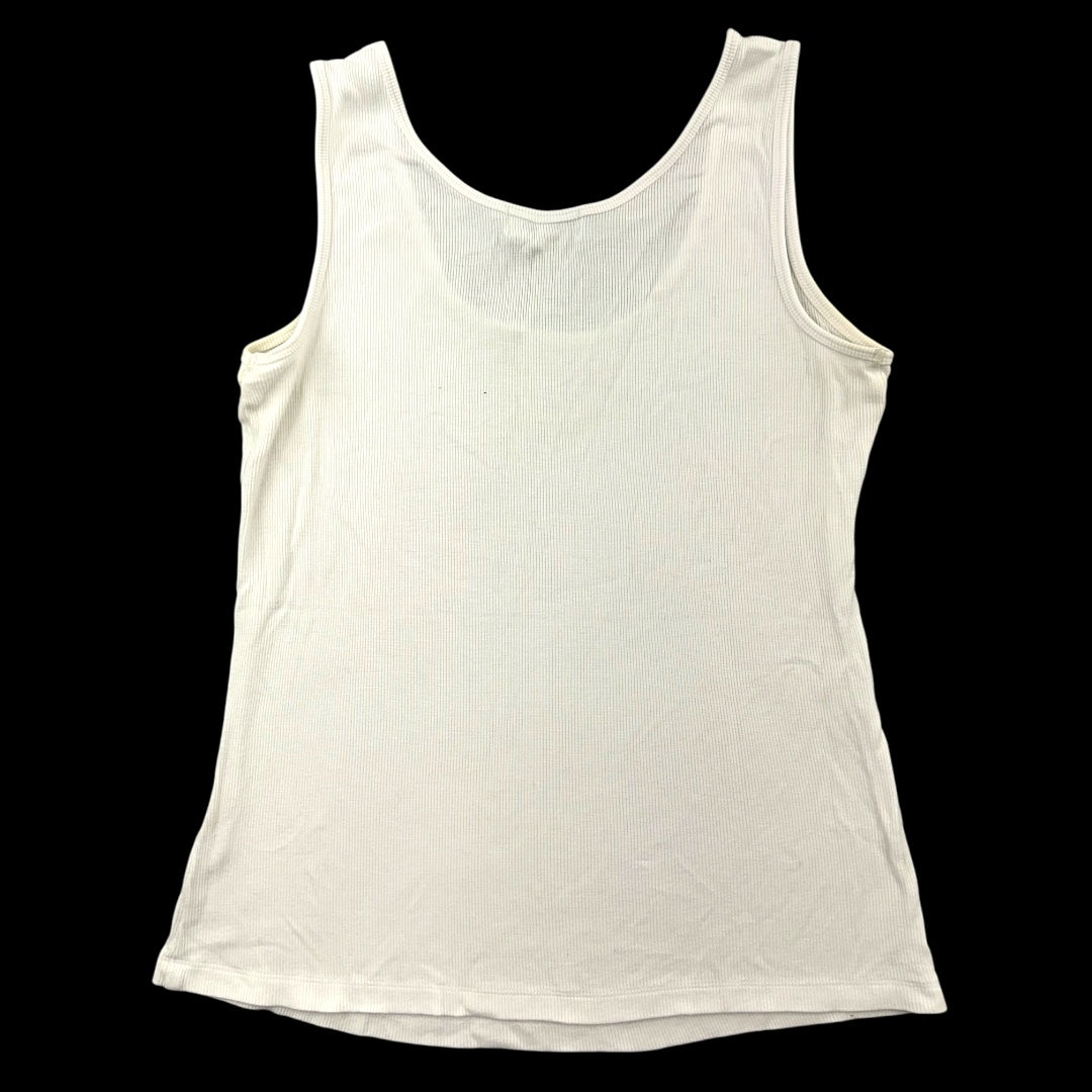 Calvin Klein White Ribbed Rhinestone Tank Top