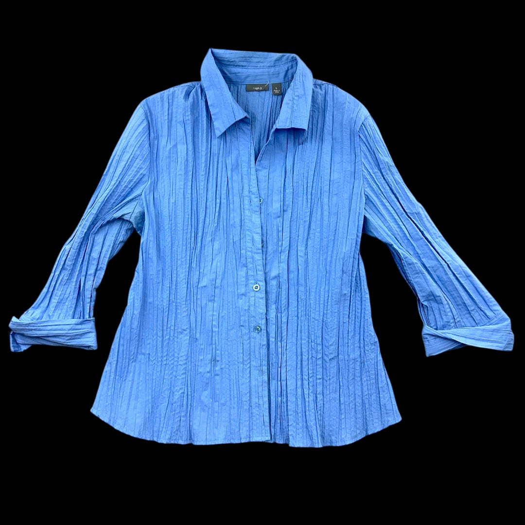 Apt. 9 Blue Crinkle Button Down Shirt