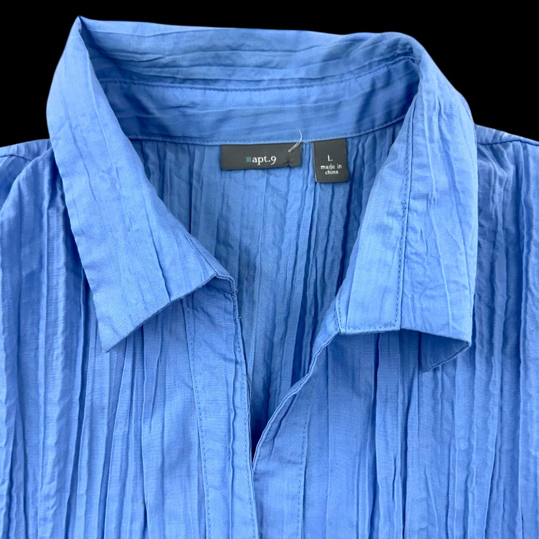 Apt. 9 Blue Crinkle Button Down Shirt
