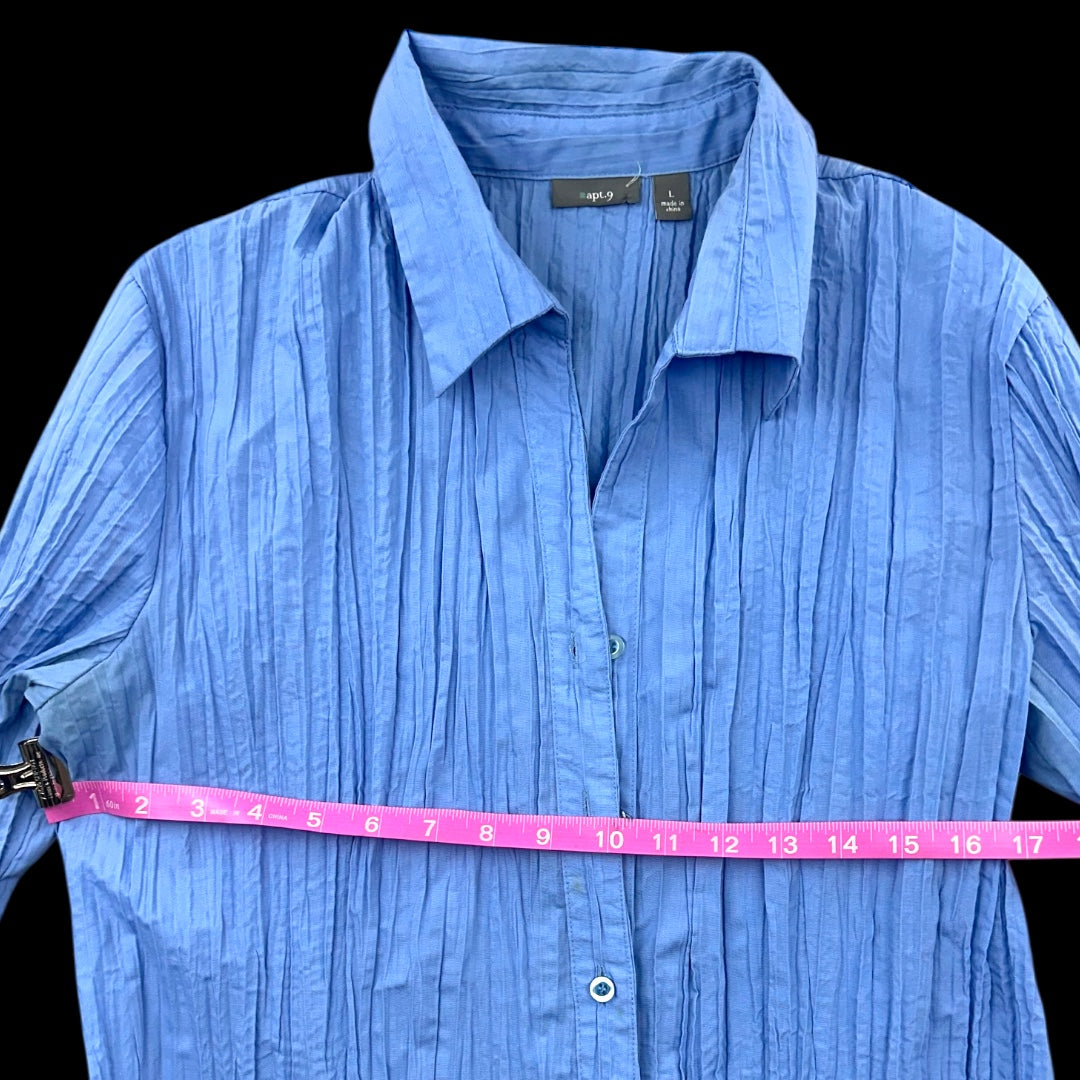 Apt. 9 Blue Crinkle Button Down Shirt