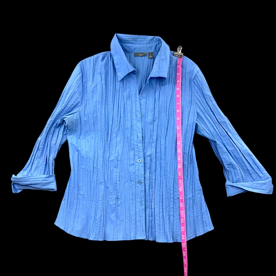 Apt. 9 Blue Crinkle Button Down Shirt