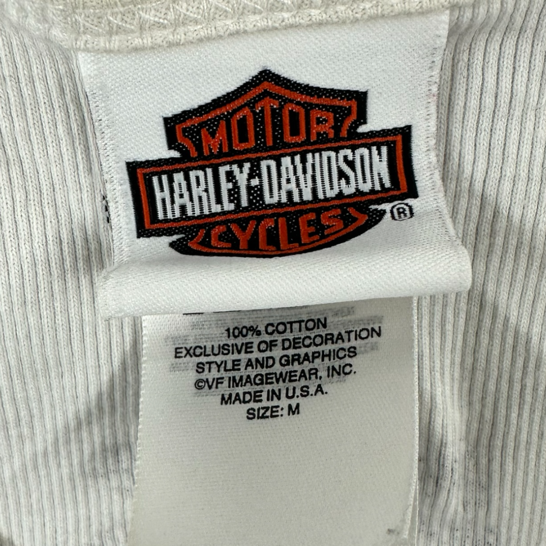 Harley Davidson White Ribbed Tank Top with Purple Script Logo