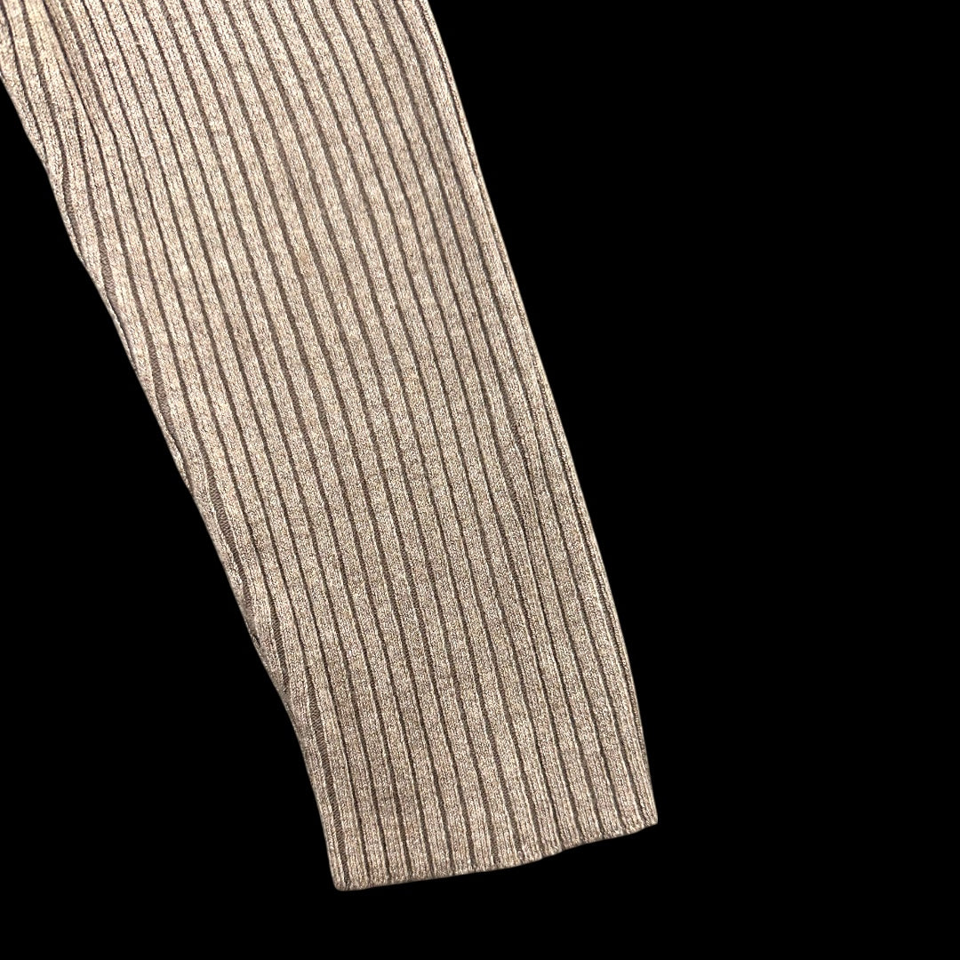 New York & Company Ribbed Beige V Neck Cardigan
