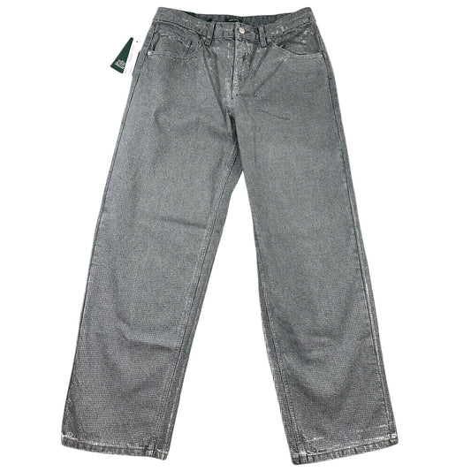 Wild Fable Metallic Silver High Rise Wide Leg Baggy Jeans NWT