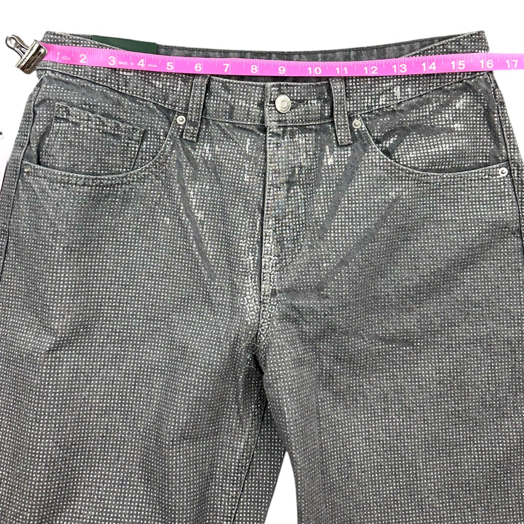 Wild Fable Metallic Silver High Rise Wide Leg Baggy Jeans NWT