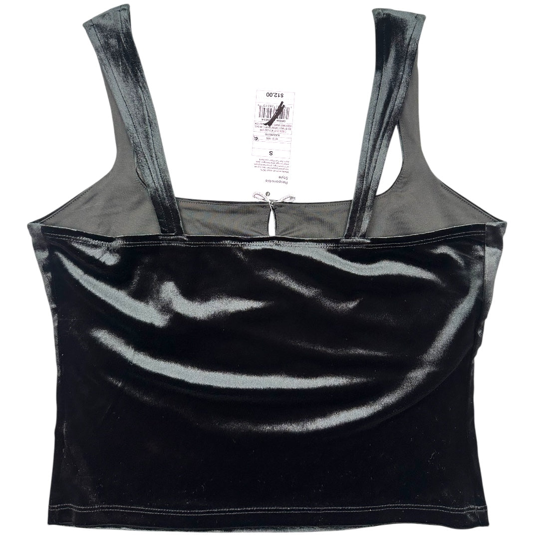 Wild Fable Black Velvet Cropped Tank Top