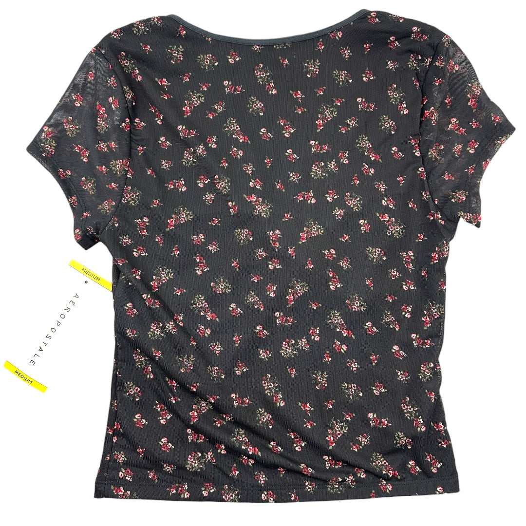 Aeropostale Floral Mesh V Neck Crop Top